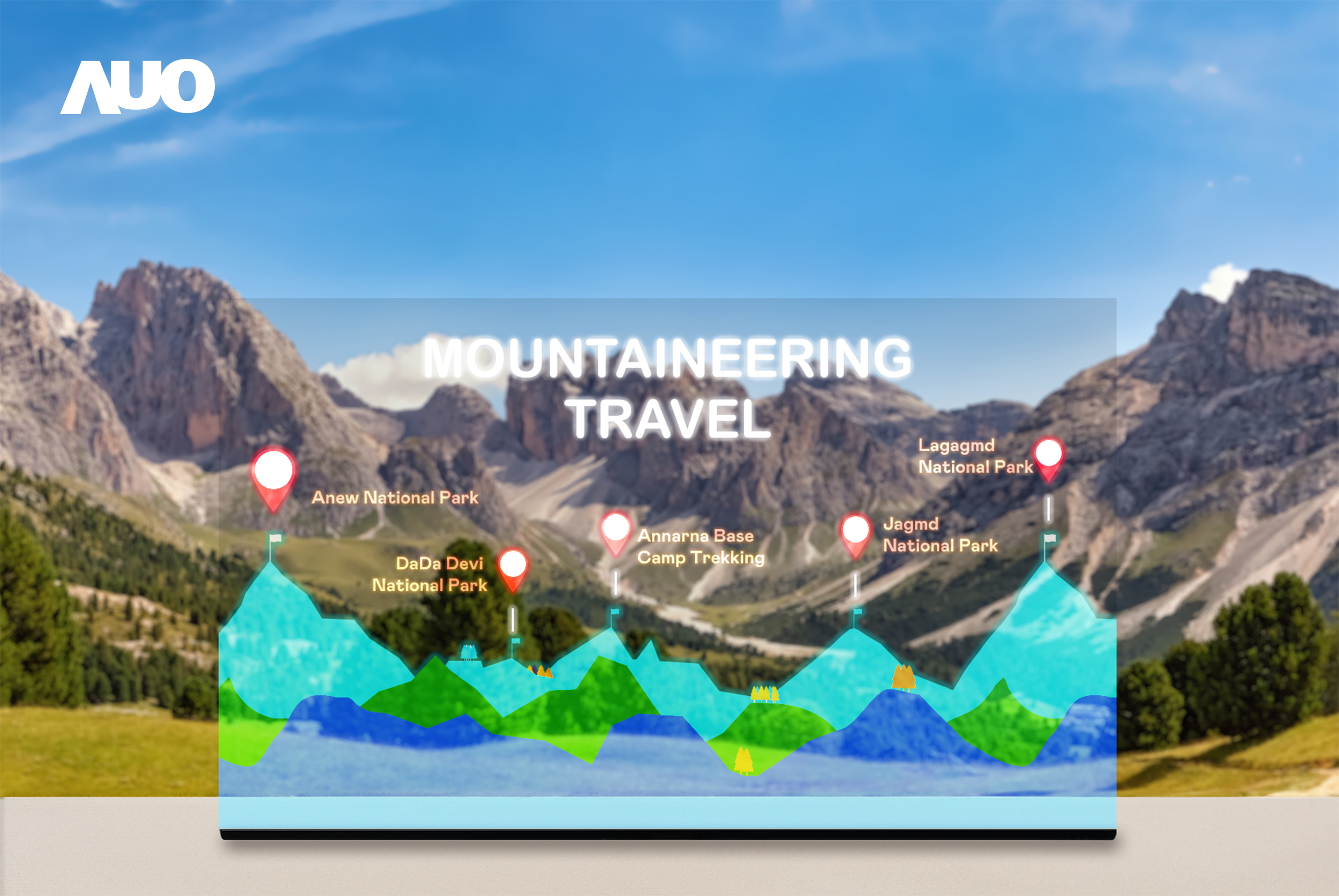 悟空体育展示全球单片尺寸最大(*)42吋透明Micro LED显示器拼接而成的〝64吋透明Micro LED显示器〞，具备高透明度、1,000 nits高亮度、广色域、采用三边无边框的无缝拼接等多重特色，呈现超高清、细腻画质而不遮挡后方视觉，满足层峰需求，可广泛运用于零售、艺术展览或商业空间等场域